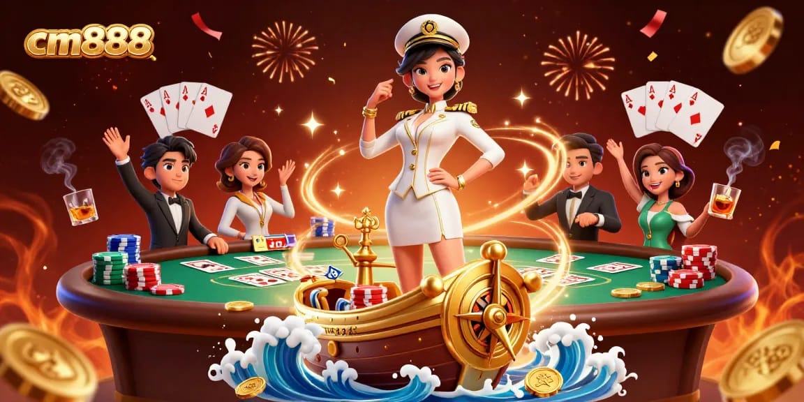 Experience the thrill of cm888 casino gaming with dynamic scenes of poker excitement and lavish details.