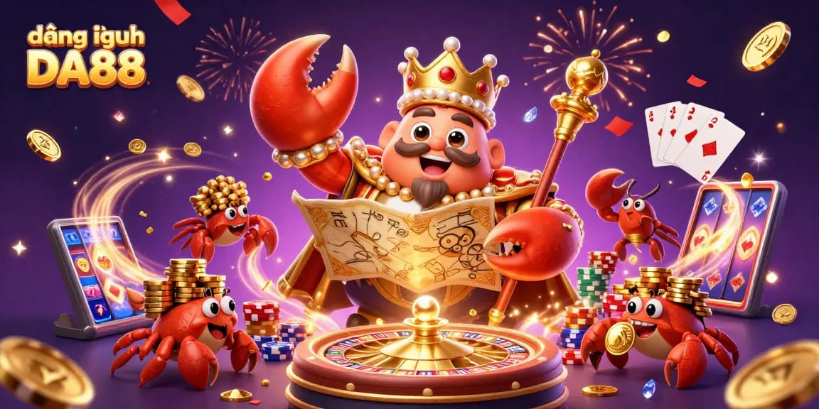 Play engaging games at đăng nhập DA88 with golden crab emperor and vibrant casino elements.