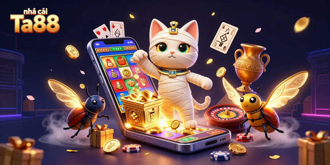 Win big with nhà cái Ta88 in a vibrant casino adventure featuring an Egyptian mummy and exciting games.