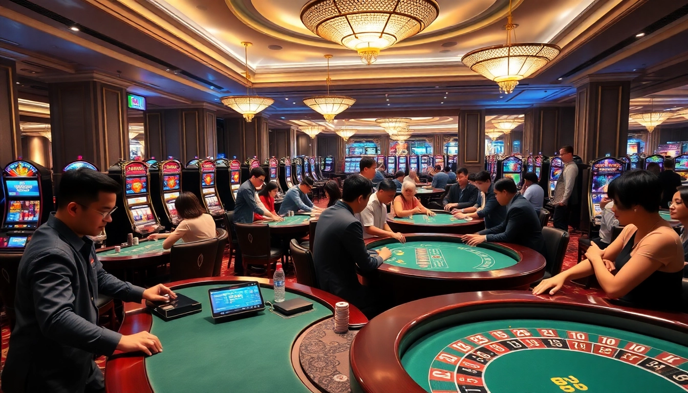 Players engaged in thrilling casino games at 789win, showcasing an exhilarating gambling experience.