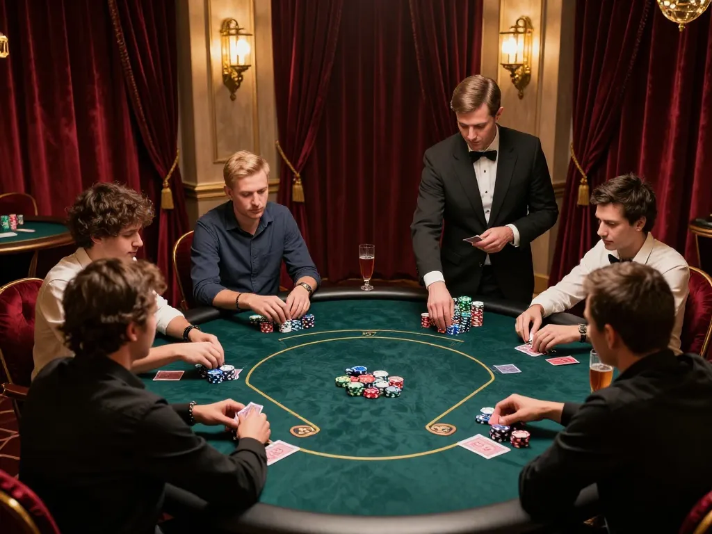 Players engaged in a competitive poker game at VIP win table, showcasing tension and strategic gameplay