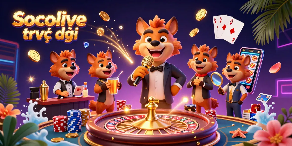 Socolive trực tiếp showcases a lively scene with hyenas in a comedy casino club, blending gambling excitement and humor.