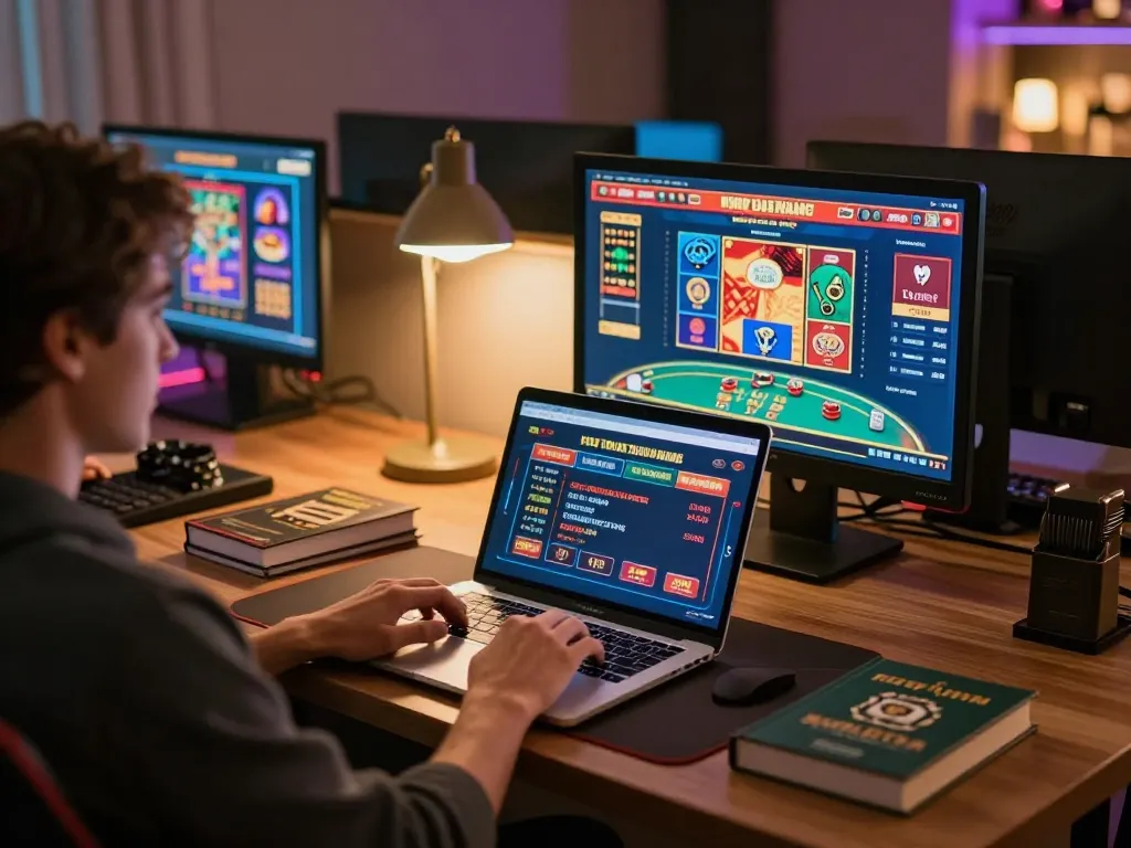 Engaged player on trang chủ lc88 enjoying diverse online casino games, illustrating strategic gaming experience.