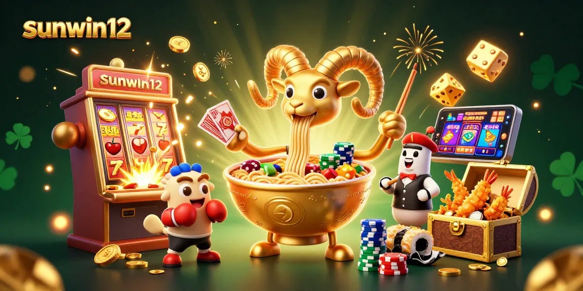 Win big with sunwin12 in this vibrant casino scene featuring slots and energetic characters!