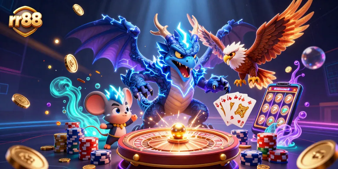 Experience thrilling wins at rr88 with dynamic casino action featuring dragons, hawks, and vibrant gaming elements.